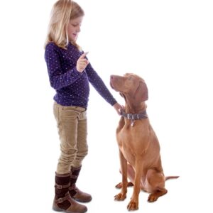 Little girl with her dog